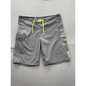 Salt Life Board Shorts Mens 36 Gray Solid Swim Trunks Skull Quick Dry